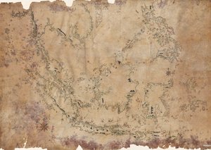 Diese frühe Karte des ostindischen Archipels aus dem 19. Jahrhundert, geschrieben in Buginese, ist ein Beispiel für indigene Kartographie mit europäischen Einflüssen. Buginese (Basa Ugi) ist eine austronesische Sprache, die im südlichen Teil der indonesisc